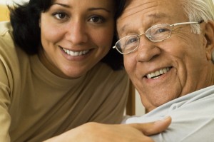Elderly Home Care Dementia Cargiver Older Man Smiling