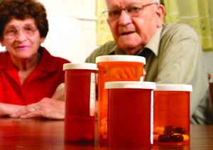 Elderly Senior Home Care Couple Vials