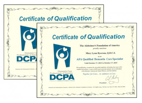 Dementia Care Certificates