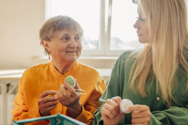Professional caregiver spending quality time with a senior woman in Hillsborough North Carolina